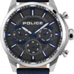 Menlik Men’s Hybrid Watch with Automatic Quartz Movement, Silver and Blue Dial, and Black Leather Strap, PEWJF2204206, Multi, Strap