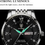 ROVI VOTA Men’s Wrist Watches, Luminous Pointer, Analog Quartz Watch for Men, Stainless Steel, Waterproof, Suitable for Luxury Formal Business, Large Face, Roman Numerals, Diamond Dial